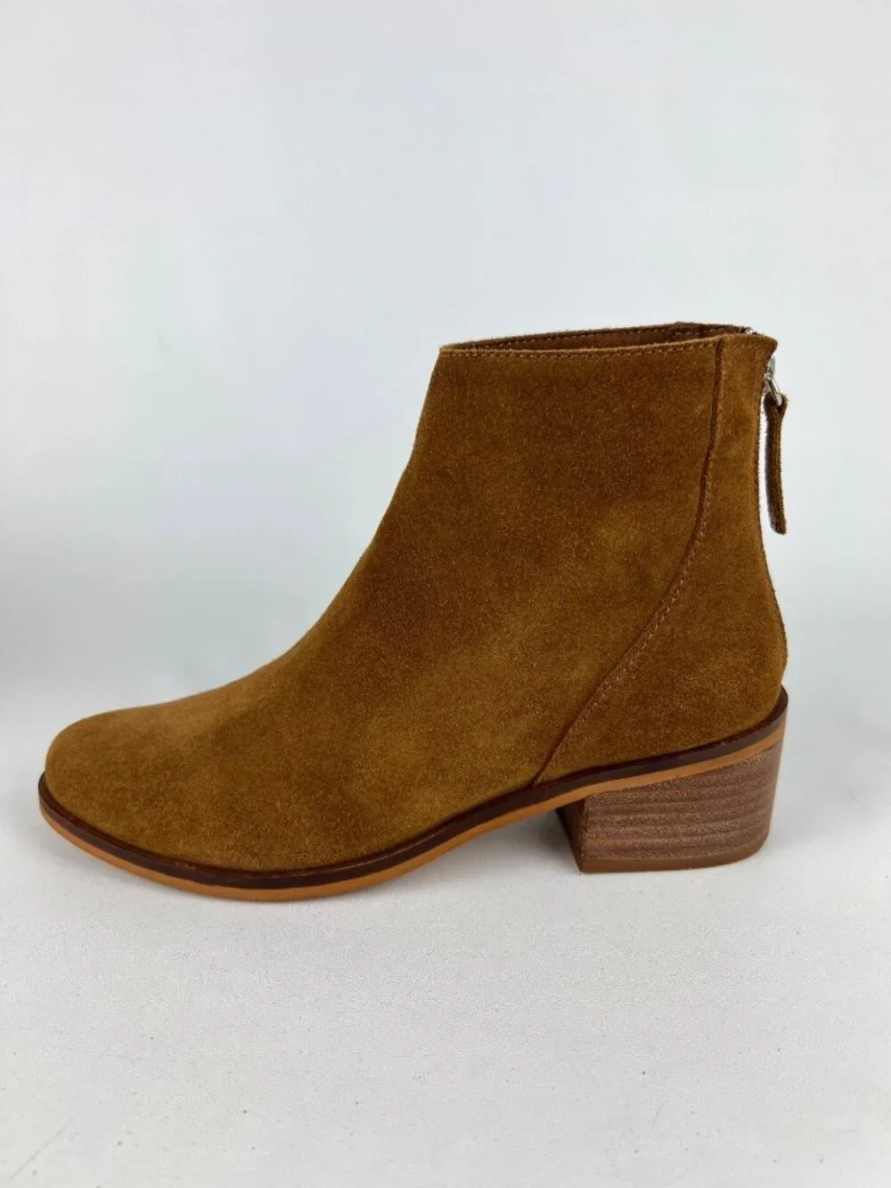 Steve Madden Womens Legally Ankle Boots Brown Suede Block Heel Back Zip size 7